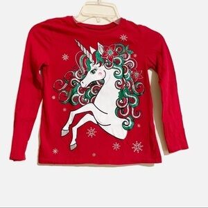 Children’s Place Ruby Christmas Glittery Sparkly Unicorn Girls M/M 7-8.